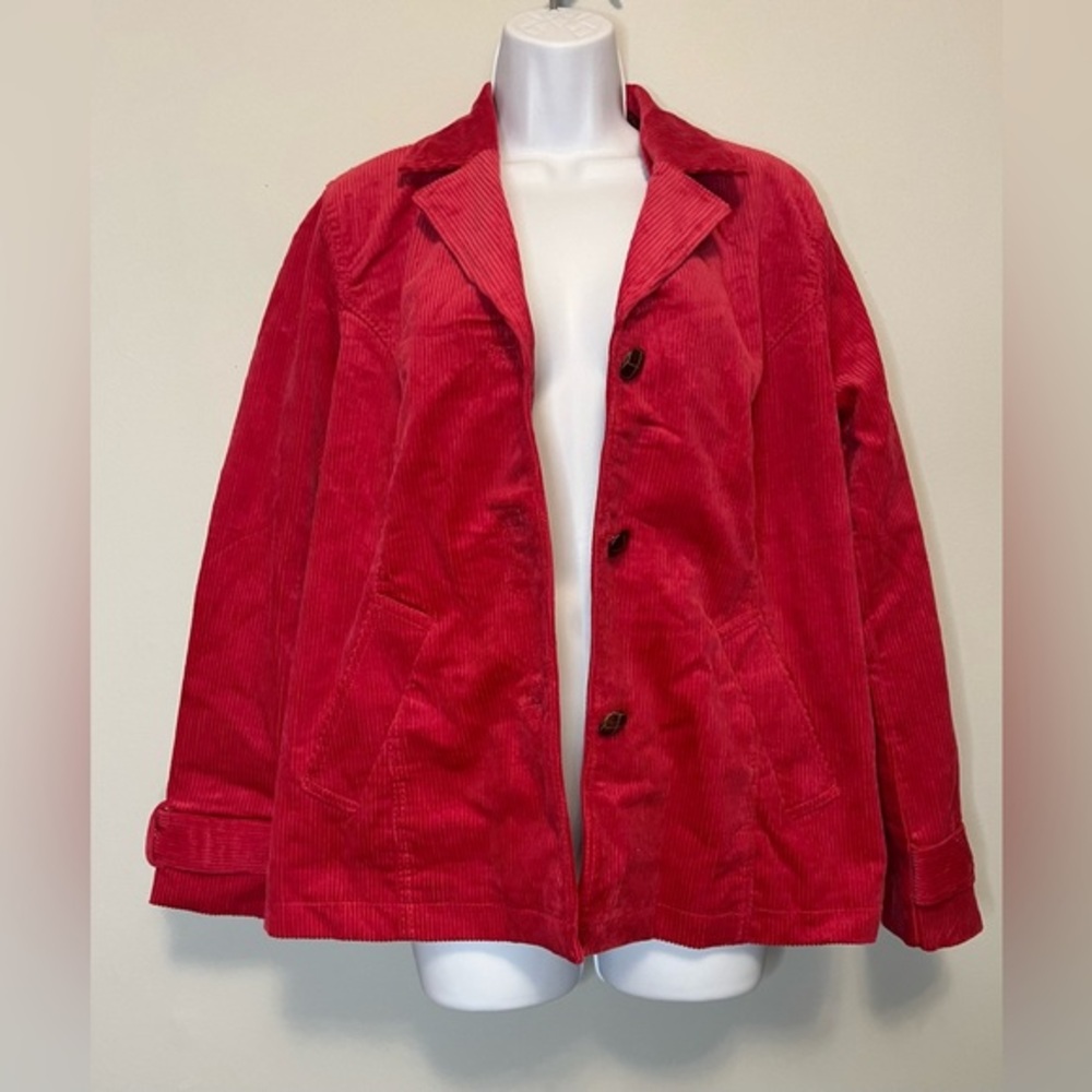 NWOT Pink Single Breasted Corduroy Jacket QVC Women's Size L